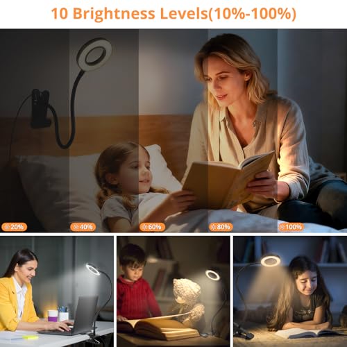 Woputne Desk Lamp Clip on Light for Bed Book Reading (Black) - size: Black-1 Piece-Standard-Classic
