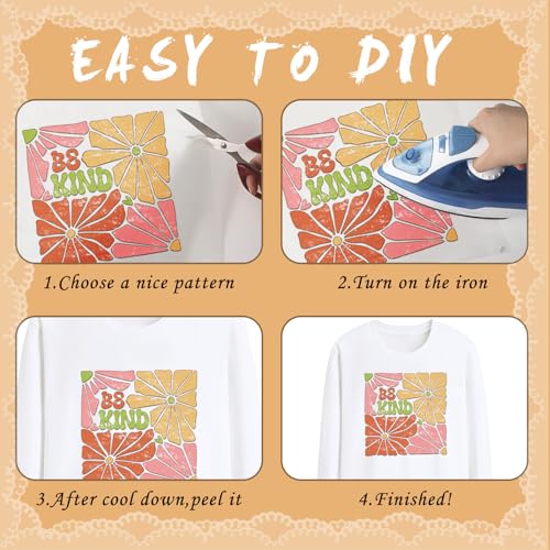 Dazoratix DTF Transfers Ready to Press - 20 Sheets Floral Inspirational Iron on Patches Flowers Kindness Positive Heat Stickers Vinyl Decals for T Shirts Clothes Bag Hat Pillow DIY Crafts Decorations - style: Floral Inspirational