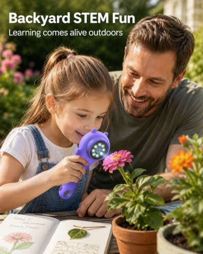 Ashfly Kids Microscope, 500X Digital Magnifying Glass, STEM Toy, Purple - color: Purple, size: 1 Pcs