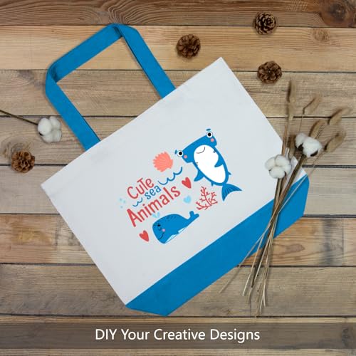 TOPDesign 1-Pack Super Strong Large 12oz Cotton Canvas Tote Bag, Reusable Grocery Shopping Cloth Bag, Fashionable Two-Tone Tote for Crafts, DIY Your Creative Designs - color: Ocean Blue/White