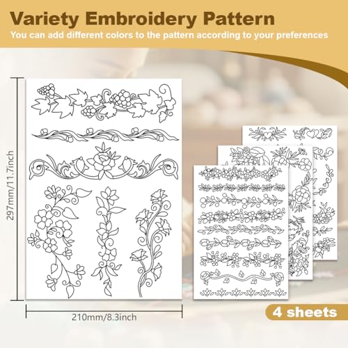 35Pcs Plant Vine Water Soluble Hand Sewing Stabilizers 4 Sheets - style: Vine Lace