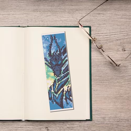 FREEBLOSS 6 Set Cross Stitch Bookmark Kit for Beginner Adults Dragon Stamped Embroidery Bookmark Kits Cross Stitch Kits with Instruction Bookmarks Making Kit for Book Lovers 8x2.4in/20x6cm - style: Loong