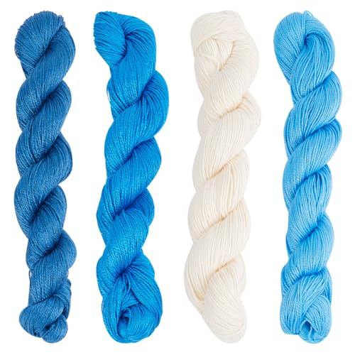 FREEBLOSS 4 Pcs Sashiko Thread Sashiko Skein 100 Meters*4 Colors Cotton Embroidery Thread Japanese Quilting & Embroidery Sashiko Kit Supplies for Art Craft Gift - color: Blue&White