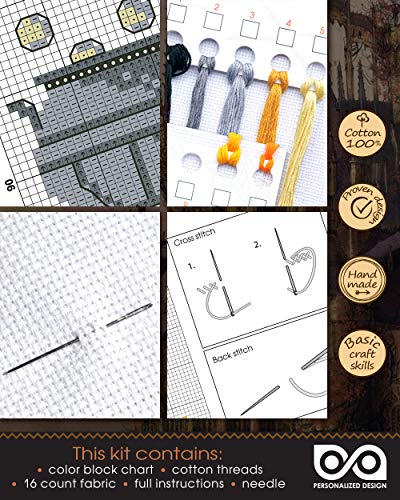 Counted Cross-Stitch Kit of Bookmark ‘Cauldron' - Hand Embroidery Kit with Pattern Design