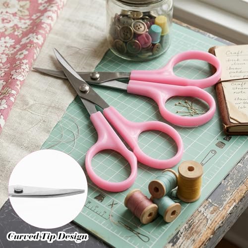 2 Pcs Applique Scissors, 12cm Craft Sewing Embroidery Scissors, Curved Tip Needlework Cutter With Stainless Steel Blade ABS Handle