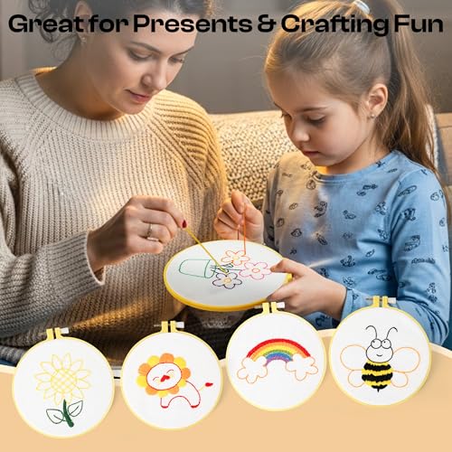 Pllieay 6PCS Embroidery Kit for Beginners, Needlepoint Kits for Beginners - style: Flowers
