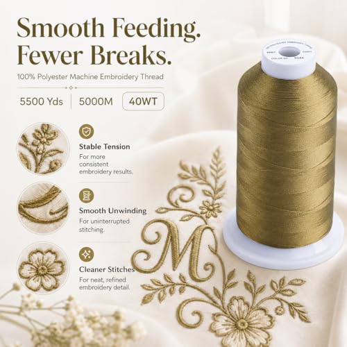 Simthread Embroidery Machine Thread 5000M 40WT Polyester, Dark Ivy S044 - color: DarkIvyS044