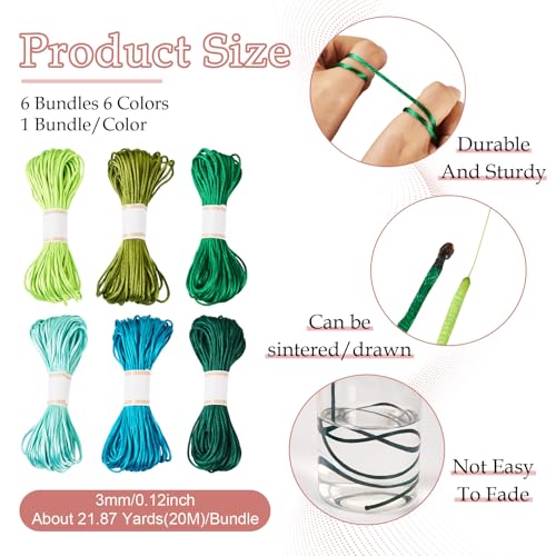 Elecrelive 126 Yards Rattail Silk Cords Embroidery Floss Bracelet String - color: Green 6 Colors