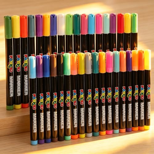 YOUKOYI Fabric Markers, 36 Colors Acrylic Paint Pens, Fabric Decorating Kits No Bleed Waterproof Quick Dry Fabric Paint Pens for Fabric DIY, Crafts, Wood, Ceramic, Sneakers, Bags, Shoes, Textile - color: 36 Colors