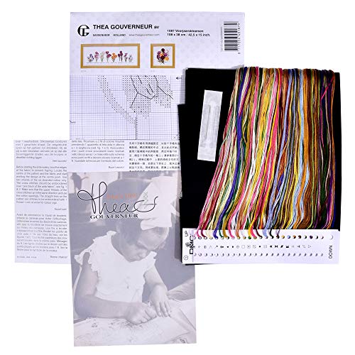 Thea Gouverneur - Counted Cross Stitch Kit - Bulbs - Aida Black - 18 Count - Embroidery Kit for Adults - DMC Embroidery Threads and Other Cross Stitch Supplies Included - 1087.05