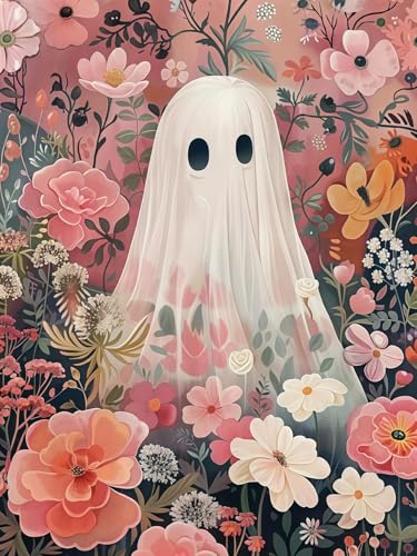 CSZPPQAF Floral Ghost Diamond Painting Kit for Adults,Halloween Diamond Art - color: KM1067-1
