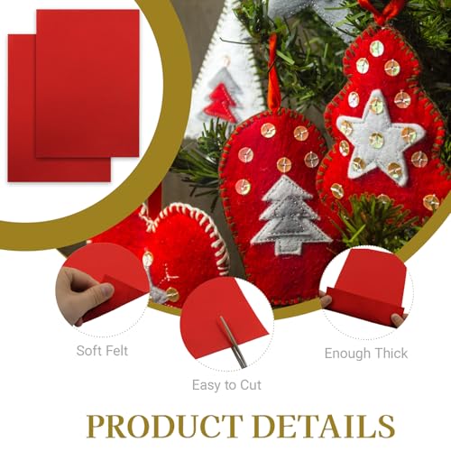 12 Pcs Felt Sheets, 7x11 Inch Stiff Felt for Crafts DIY, Red - color: Red