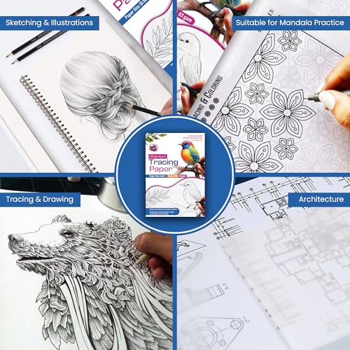 Tracing Paper 9x12 in, 100 Sheets, Transparent Sketch Paper 63gsm - size: 9" x 12" (100 Sheet)
