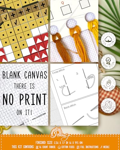 Povitrulya Counted Cross Stitch kit Reading Makes Your World Big - Embroidery Set for DIY Bookmark with 16 Count Blank Aida Fabric, Paper Pattern and presorted Floss - color: Reading Makes Your World Big