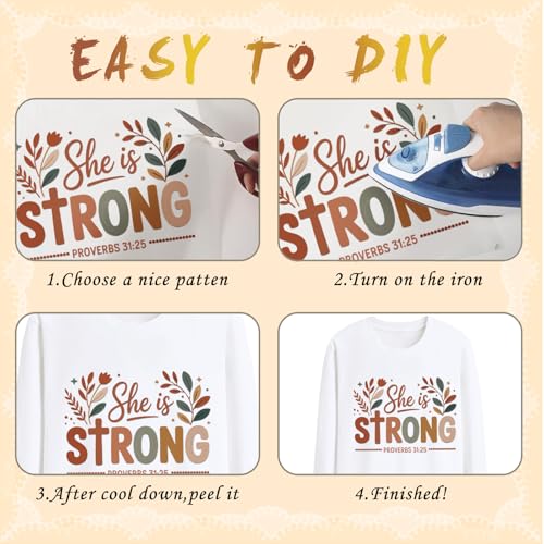 Dazoratix Christian Iron on Transfers - 24 Sheets Boho Bible Verse DTF Transfers Ready to Press Religious Heat Patches Retro Floral Faith Decals Vinyl Stickers for T Shirts Clothes Pillow DIY Crafts - style: Boho Christian