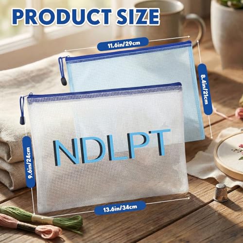 Sabary 2 Pcs Needlepoint Project Bag Clear Mesh Zipper Organizer, Blue - color: Blue