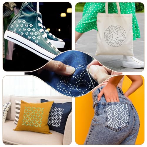 20 Pcs Sashiko Stencils 5.1 x 5.1 Inch Plastic Sashiko Template Pattern Geometric Embroidery Stabilizers Drawing Line Template for Hand Quilting Sewing - size: 5.1 x 5.1 inch