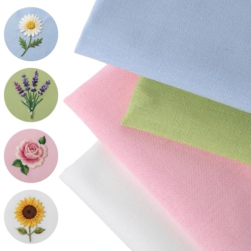 Linen Fabric, 8 Pcs Solid Color Needlework Embroidery Fabric Squares 10x10inch Embroidery Cloth Cross Stitch Fabrics for Garment Craft, Needle-Embroidery, DIY Decoration, Cross Stitch