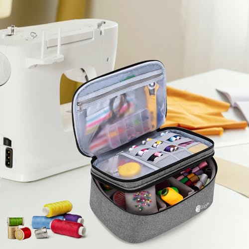 Luxja Double-Layer Large Sewing Organizer, Gray - color: Gray, size: Large