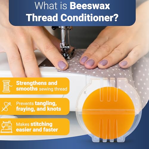 Thread Wax and Thread Conditioner (2pk) - Contains Beeswax for Sewing and Gloss Threads Waxer. Magic Conditioner for Hand Sewing Embroidery. Hand Quilting Supplies to Strengthen and Reduce Knots - style: 2pk beeswax