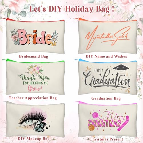 Legigo Blank Canvas Bags Zipper Pouch Makeup Bags Pencil Pouch Bulk - color: Beige (color zipper)