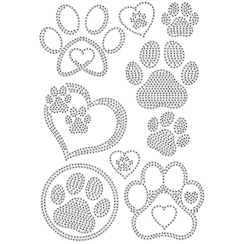 NBEADS Dog Paw Rhinestone Iron on Hotfix, Heat Transfer Decal Bling Rhinestone Decals Rhinestone Heat Transfer Patch Clothing Repair Applique for T-Shirt Clothing Pants Bags (DIY-WH0303-031-US6) - color: Dog Paw