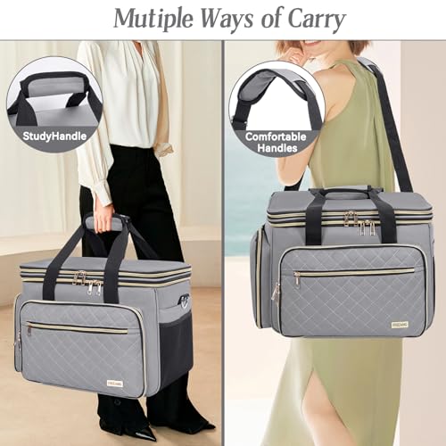 Knitting Bag, Crochet Bag Organizer, Yarn Storage Bag with Divider - color: Grey