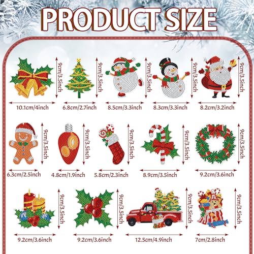 Equsion 14 Pcs Christmas Diamond Art Ornaments Christmas Diamond Painting