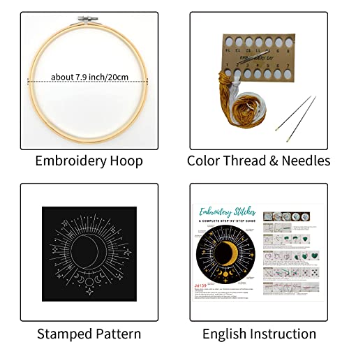 Louise Maelys Tarot Moon Embroidery Kit for Beginners Starry DIY Set - color: kit-3