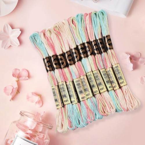 10 Skeins 87.5 Yards Variegated Neon Embroidery Floss for Sewing - color: Mixed Color