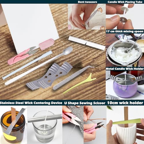 157PCS Professional Candle Making Kit with Soy Candle Wicks,7.9" Extra Long Big Hole Wicking Needle Hand Twist Drill Bits with Storage Bag,Mold Punch Set with Hook Eye for Inserting Candle&Mold Wicks - color: 157pcs