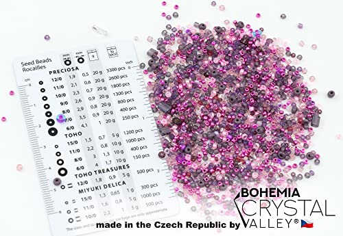 0.7oz (20g) Mix of Small Rocailles, Seed Beads & Bugles 2-10mm Preciosa Ornela Czech Glass Beads, Mix Purple - color: Purple Pink Mix - mix
