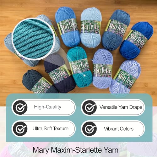 Mary Maxim Starlette Yarn, Soft Acrylic Yarn, 3.5 OZ, 180 Yards, Aqua - color: Aqua
