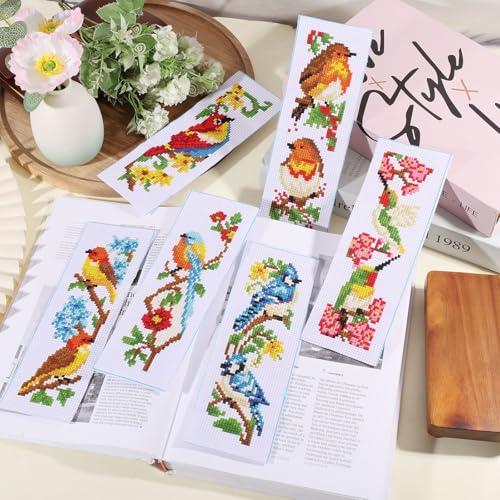 ORIGACH 6 Set Birds Cross Stitch Bookmark Kit for Beginner - style: Birds