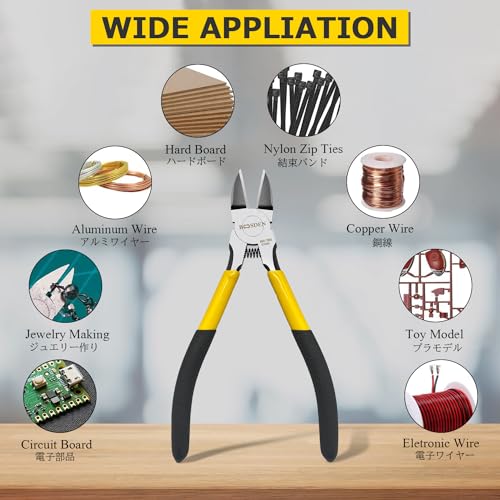 Wire Cutters6.5 inch, 2 Pack, Flush Cutters,BOOSDEN Spring Loaded Cutting Pliers,Side Cutters - size: 6.5"x2 Pack