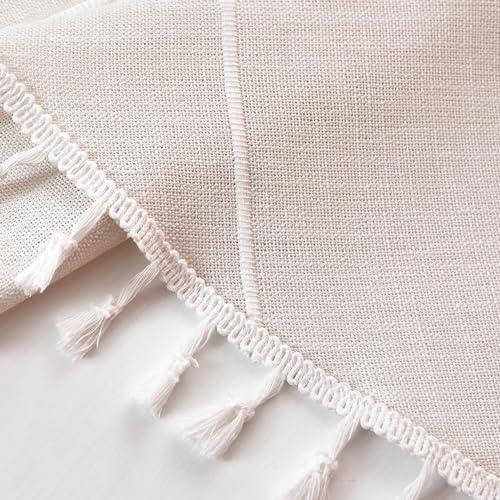 Plaid Farmhouse Tablecloth Checkered Cotton Linen Heavy Weight Table Covers Square 70x70 Inch - color: Off-white, size: 70" x 70" (Square)