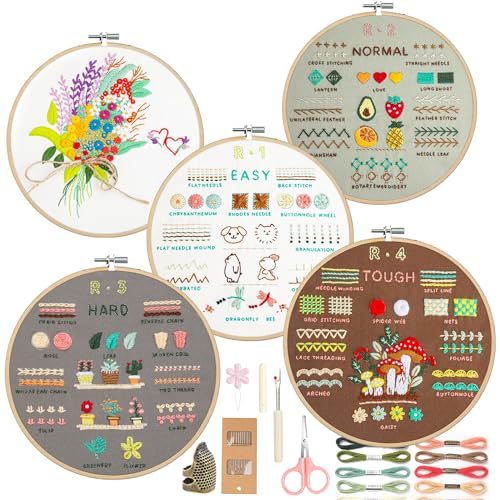 Culberta Embroidery Kit for Adults Beginner, Needlepoint Kits, Cross Stitch Craft Set with HD Video Tutorials, Hand DIY Art Supplies for Gifts (B) - color: Love bouquet