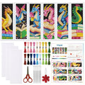ORIGACH 6 Set Dragon & Book Cross Stitch Bookmark Kit for Beginner - style: Dragon & Book