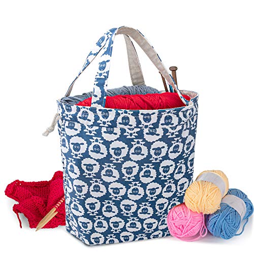 Teamoy Knitting Bag Tote, Yarn Storage Crochet Bag Organizer, Sheep - color: Sheep
