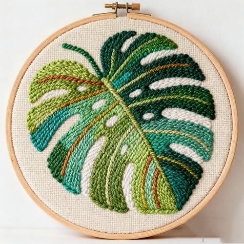 DIY Punch Needle Kits Monstera Deliciosa Leaf 20x20cm-3