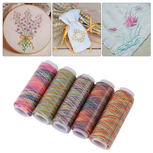 5Pcs Multicolor Gradient Sewing Quilting Embroidery Thread, Variegated Sewing Thread, 120.3yards Polyester Fiber Hand Quilting Thread for Sewing Enthusiast Embroidery