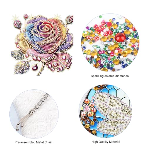 JISHSHAY Diamond Painting Pendant Flower Diamond Art Hanging Ornament Rose Gem Art Window Hanging Gem Painting Wind Chimes Mosaic Kits for Adults Windchimes Embroidery Suncatchers Sun Catchers - color: Flower 2