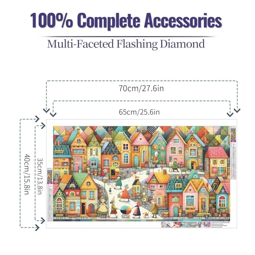 JATOK Diamond Painting Kit for Adults, Whimsical Christmas Village, 27.5 x 15.7 in - color: Salmon