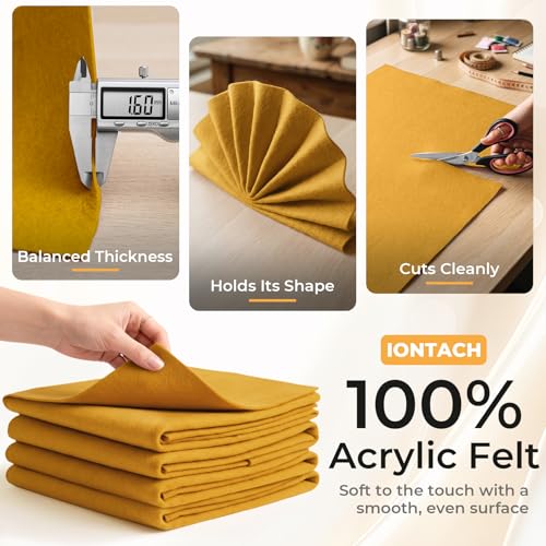 IONTACH 9" X 36" Soft Felt Sheets 1.6mm Thick (4 Packs, Antique Gold) - color: Antique Gold
