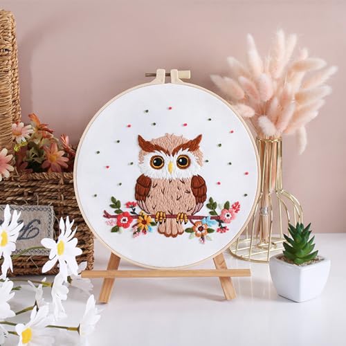Louise Maelys Cute Owl Embroidery Kit for Beginners Animal DIY - color: Color 24