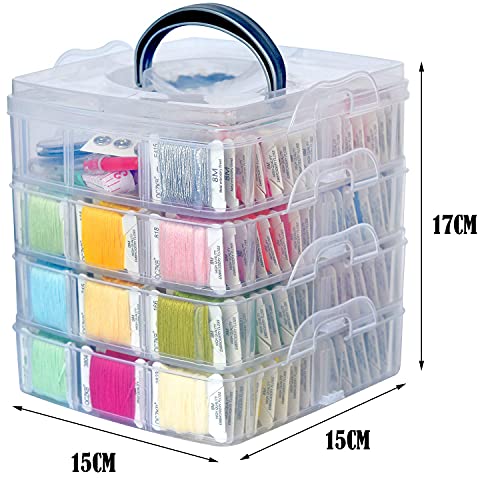 176 PCS Embroidery Floss Set, Complete Set of Tools kit, 4-Tier Organizer Storage Box - size: 4-Tier box