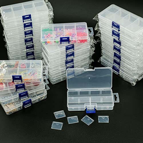 ELEMENT 115 25-Pack Small Plastic Storage Box Case Container with 8 Grid Dividers 2.45" x 5.2" x .97" for Beads, Tackle Box, Fishing Hooks, Bobs, Buttons, Jewelry Grid Size: 1.25" x 1.2" Party Favors