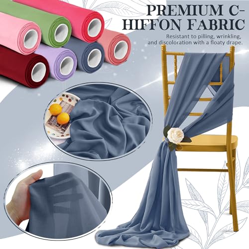 Horbaunal Dusty Blue Chiffon Fabric by The Yard, 1 Yard Precut Sheer Fabric - color: Dusty Blue, size: 1 Yard