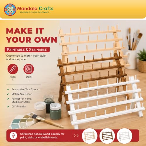 Mandala Crafts 60 Spool Thread Rack Sewing Embroidery Thread Holders - color: Natural