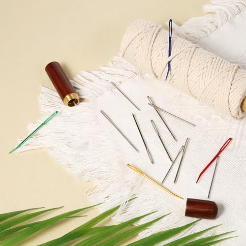 13pcs Large Eye Sewing Needles Kit, Stainless Steel Large-Eye Blunt Needles & Bent Tapestry Needles Sharp Hand Knitting Needles with Wooden Needle Case for Crochet/Darning/Yarn/Embroidery Projects